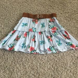 Light Blue By By Girl Flowered Skirt